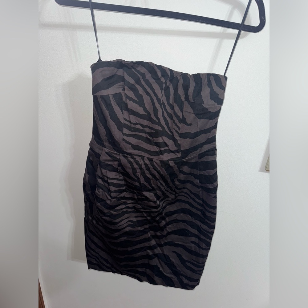 Express Black and Gray Strapless Dress